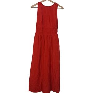 A New Day Maxi Dress Womens Medium Red NWT Smocked Backless Poplin